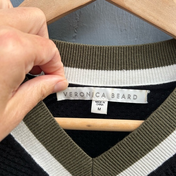 Veronica Beard Mixed Media V-Neck Sweater, size M - Picture 7 of 8